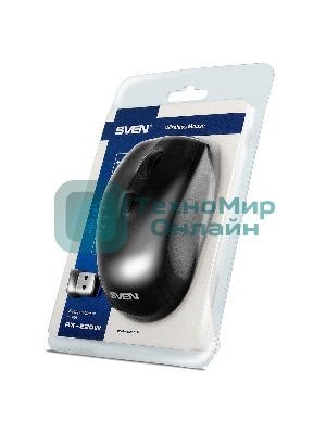 Мышь беспроводная SVEN RX-220W черный, 1600 dpi, радиоканал, USB, кнопки - 4