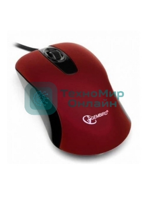 Мышь проводная Gembird MOP-400-R красный, 1000 dpi, USB, кнопки - 3