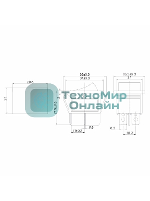 Выключатель клавишный Rexant 250V 16А (4с) ON-OFF зеленый с подсветкой (RWB-502, SC-767, IRS-201-1)