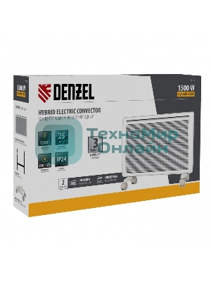 Конвектор электрический гибридный Denzel HybridX-1500 белый, 1500 Вт, 25 м2, термостат, дисплей