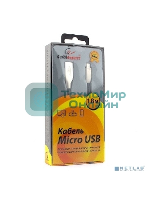 Кабель USB2.0 Cablexpert CC-G-mUSB01Bk-1.8M, AM/microB, серия Gold, длина 1.8м, черный, блистер