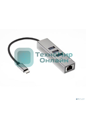 Переходник Telecom USB 3.1 Type-C -->RJ-45 1000Mbps +3 USB3.0, Aluminum Shell, 0.2м Telecom TA311C