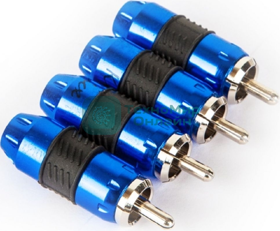 Коннектор Kicx RCA-4BL Комплект из 4-х прямых металлических RCA коннекторов в упаковке, наконечники с никилерованным покрытием, диаметр под RCA кабель до 9мм. (упак.:4шт)
