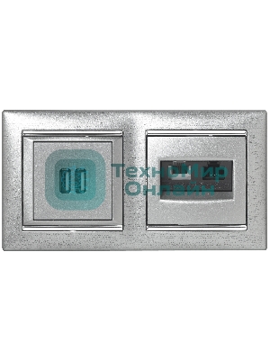 Valena Розетка двойная RJ45 кат.6е UTP + RJ11, алюм. Valena Розетка двойная RJ45 кат.6е UTP + RJ11, алюм.