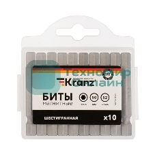 Бита шестигранная Kranz HEX-6х50 мм для шуруповерта (упак. 10 шт.)