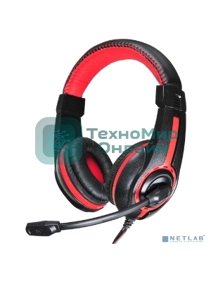 Гарнитура проводная с микрофоном Oklick HS-L200 черный/красный 2м мониторы оголовье (359484)
