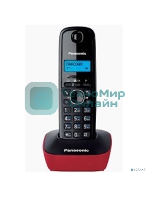 Телефон беспроводной (DECT) Panasonic KX-TG1611RUR (красный) АОН, Caller ID,12 мелодий звонка,подсветка дисплея,поиск трубки