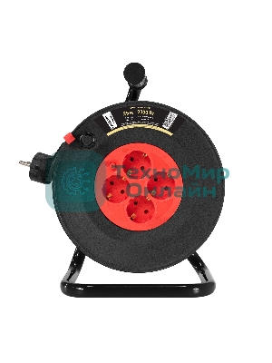 Удлинитель на катушке ExeGate industrial ECS-10-3-25 (4 евророзетки с заземлением, IP20, 25 м, защита от детей, защита от перегрузки, 3х1,0 мм2, 10А/2.3 кВт)