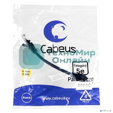 Шнур комм. Cabeus, Cat.5e, неэкр., U/UTP, RJ45/RJ45, PVC, AWG24, 0.15м, черный