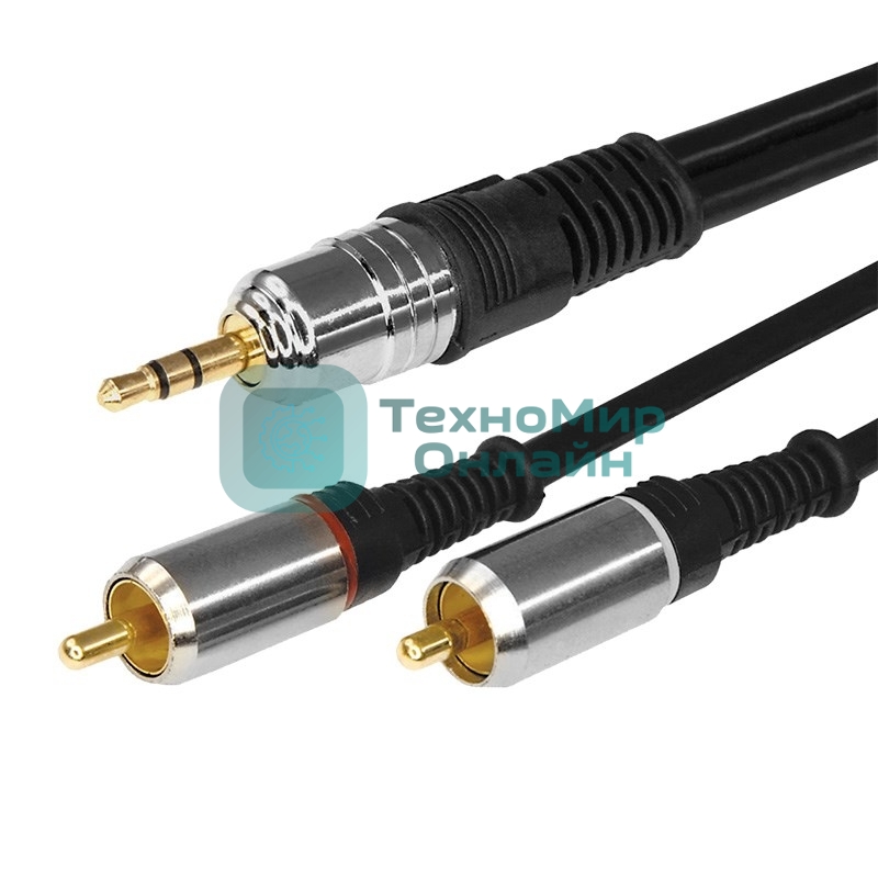 Шнур Rexant Стерео 3,5 мм - 2 RCA 3 м (GOLD-металл)