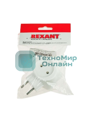 Тройник электрический Rexant биметалл 220В 6А белый