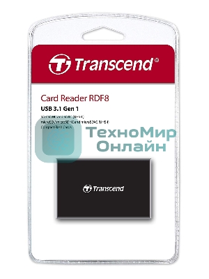 Кард-ридер Transcend RDF8/черный/SDXC,SDHC,microSDXC,microSDHC,CompactFlash,CompactFlash/USB 3.0/пластик
