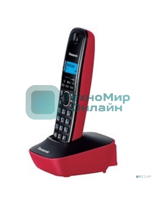 Телефон беспроводной (DECT) Panasonic KX-TG1611RUR (красный) АОН, Caller ID,12 мелодий звонка,подсветка дисплея,поиск трубки