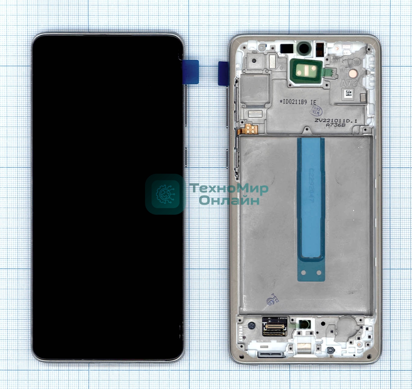 Дисплей для Samsung Galaxy A73 SM-A736B белый с рамкой