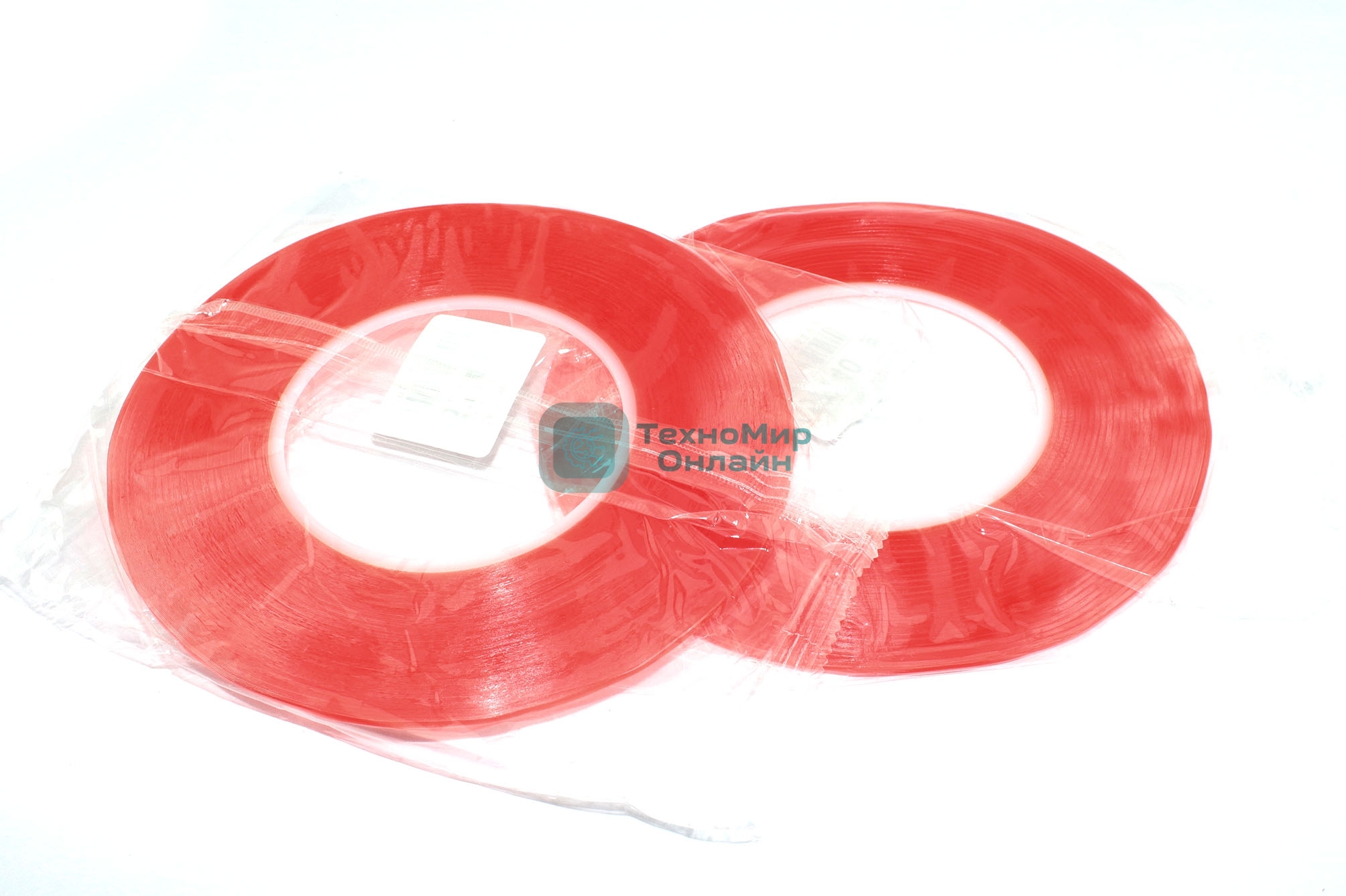 Скотч двусторонний прозрачный 3M с красной защитной лентой ширина 2 мм 50 м 2 шт. 112205