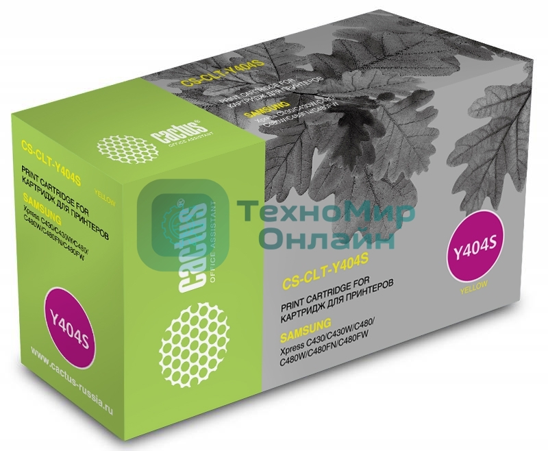 Картридж лазерный Cactus CS-CLT-Y404S желтый (1000 стр.) для Samsung SL-C430/C430W/C480/C480W/C480FW
