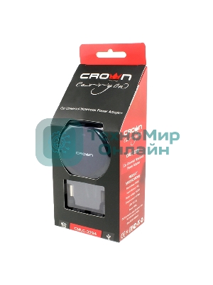 Зарядное устройство для ноутбука CROWN USB CMLC-3294 черный (Автомобильное 12V, 90W 15-20V, порт USB 5V 2.1A)