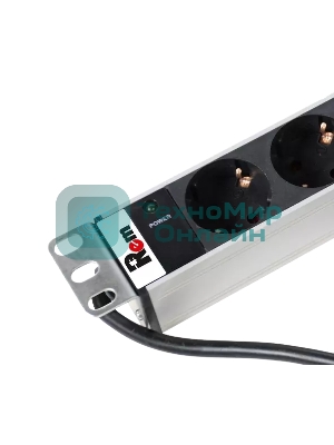 Блок розеток Rem-16 с инд., 9 Shuko, 16A, алюм., 19