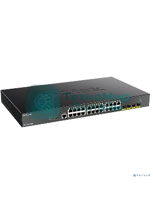 Коммутатор D-Link DGS-1250-28XMP/A1A, L2 Smart Switch with 24 10/100/1000Base-T ports and 4 10Gbase-X SFP+ ports (24 PoE ports 802.3af/802.3at (30 W), PoE Budget 370W).16K Mac address, 802.3x Flow Control, 4K