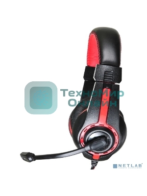 Гарнитура проводная с микрофоном Oklick HS-L200 черный/красный 2м мониторы оголовье (359484)