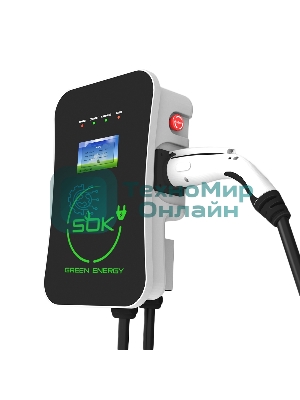Зарядная станция S'OK Green Energy серии M3W Wallbox EV Charger SM3W10732542-7, 1-фаза, 7кВт (32А/220В), OCPP 1.6J, уровень защиты IP54, кабель 7.5м