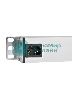 Блок розеток Rem-10 без шнура с выкл., 8 Sсhuko, вход IEC 60320 C14, 10A, алюм., 19