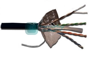 Кабель LANMASTER UTP, 4 пары, кат. 6, с перегородкой, 550Mhz, PE, внешний, с водоблок. слоем, 305 м