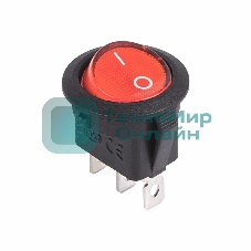 Выключатель клавишный Rexant круглый 12V 20А (3с) ON-OFF красный с подсветкой