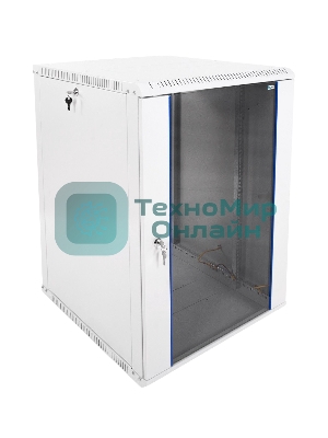 Шкаф телеком. ЦМО настенный разборный 18U (600х650) дверь стекло, черный