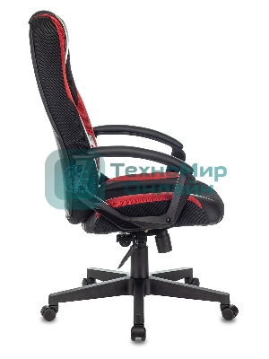 Кресло Zombie 9 черный/красный, экокожа, 120 кг, механизм качания