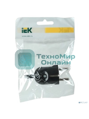 Вилка угловая ВПу12-02-Ст разборная с заземл. с кольцом 16А черный IEK EVP12-16-01-K02