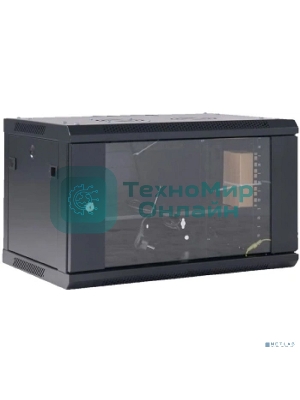 Шкаф коммутационный Rexant настенный 6U 400x542 мм пер. дв. стекл черный