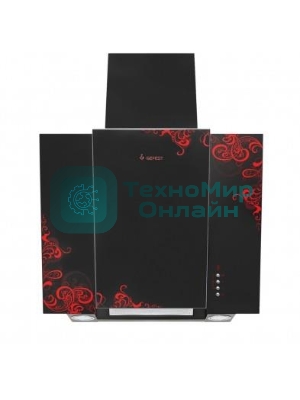 Вытяжка наклонная Gefest ВО 3603 К16 черный/красный, 60 см, 550 куб. м/ч, 76 дБ