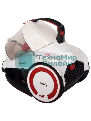 Пылесос Domfy DSC-VC505 белый/красный, 350/2000 Вт, уборка сухая, пылесборник контейнер 2.5 л