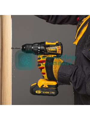 Дрель-шуруповерт Denzel BLDL-IB-18-02, 18 В, 2 Ач, 65 Нм, бесщеточный