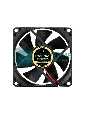 Вентилятор для корпуса ExeGate ExtraSilent ES08025SM черный, 80 мм, 2100 об/мин, 21 дБ, 3 pin
