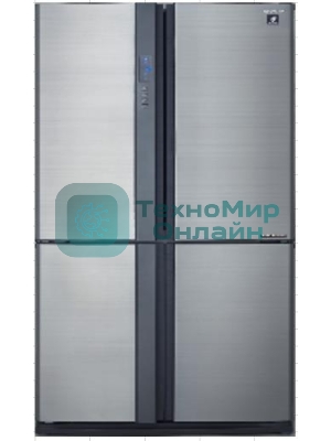 Холодильник Sharp SJ-EX93PSL нержавеющая сталь трехкамерный 345/211л морозилка снизу, No Frost, Side by Side