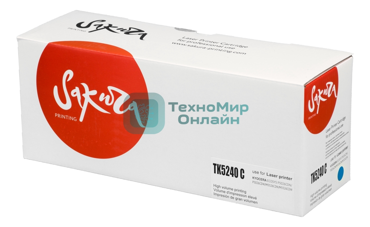 Картридж Sakura TK5240C для Kyocera Mita ECOSYS p5026cdn/p5026cdw/m5526cdn/m5526cdw, синий, 3 000к.