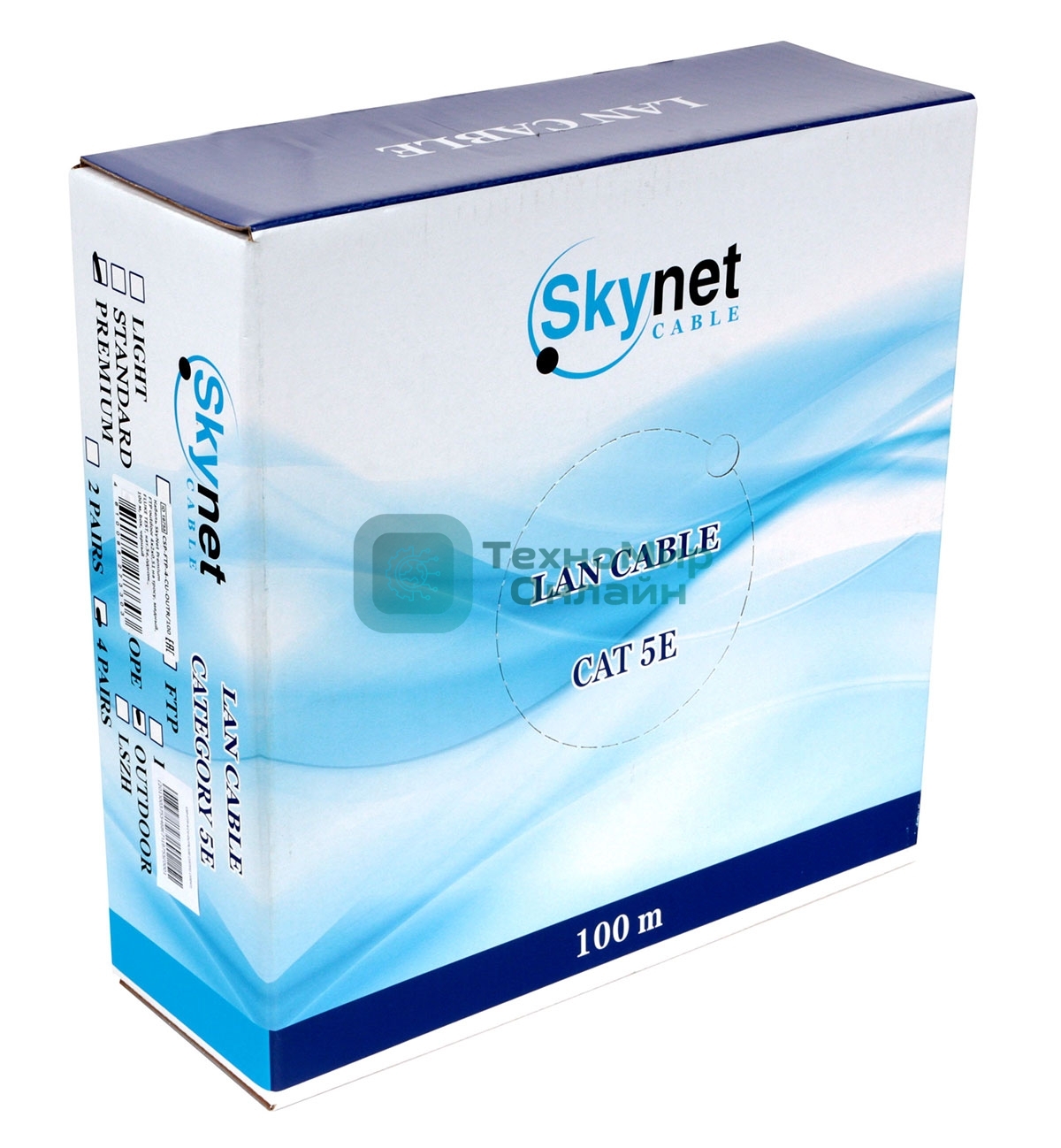 Кабель SkyNet Premium FTP outdoor 4x2x0,51 на тросу, медный, FLUKE TEST, кат.5e, однож., 100 м, box, черный