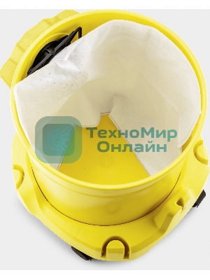 Строительный пылесос Karcher WD 2 Plus V-12/4/18 желтый, 1000 Вт, уборка сухая/сбор воды, пылесборник мешок/контейнер, 12 л