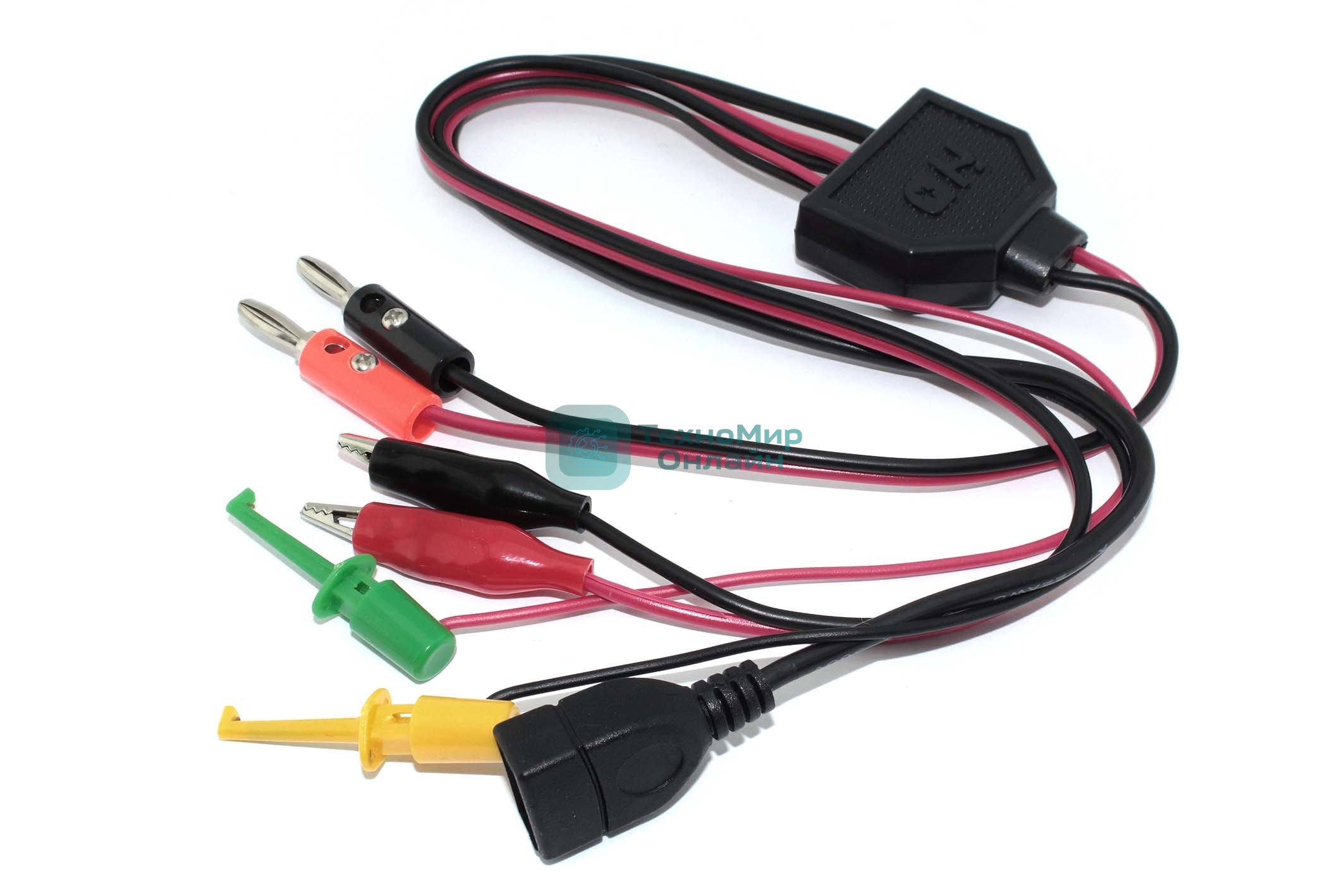 Универсальный провод для лабораторных блоков питания с крокодилами, 2 зажима и USB