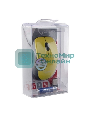 Мышь беспроводная Gembird MUSW-360-LM желтый, 1000 dpi, радиоканал, USB, кнопки - 3