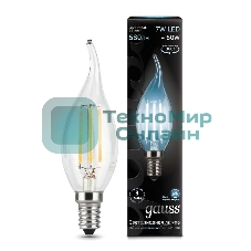 Лампа светодиодная Gauss LED Filament Свеча на ветру E14 7W 580lm 4100К 1/10/50