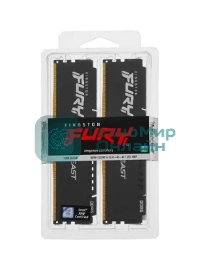Оперативная память Kingston Fury Beast, DDR5, 32GB (2x16GB), 5600MHz, CL40, DIMM, с радиаторами, черный