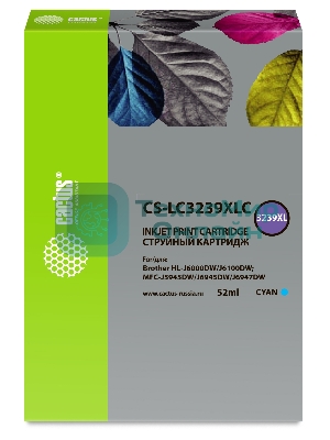 Картридж струйный Cactus CS-LC3239XLC голубой (52мл) для Brother HL-J6000DW/J6100DW