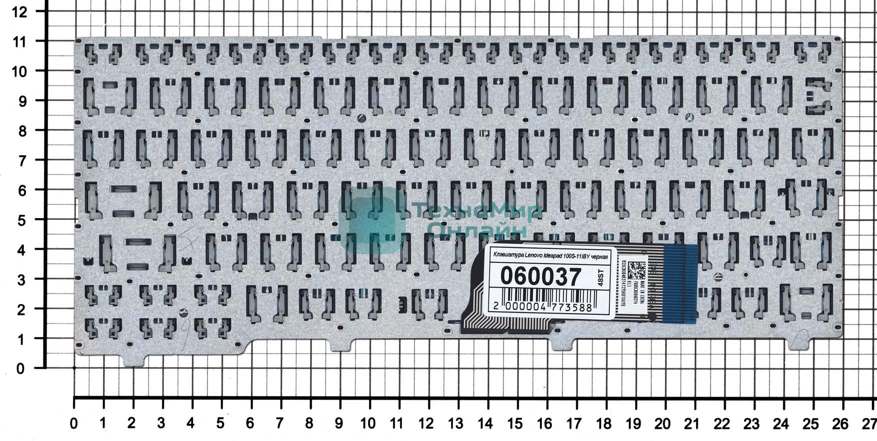 Клавиатура для ноутбука Lenovo IdeaPad 100S-11IBY черная без рамки