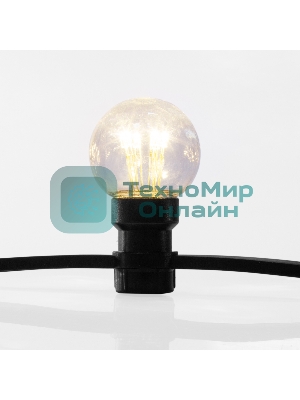Гирлянда Neon-night LED Galaxy Bulb String 10м, черный каучук, 30 лампx6 LED теплый белый, влагостойкая IP65