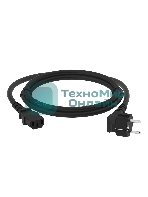 Кабель питания Greenconnect GCR-54377 PROF 2.0m, Евровилка угловая - С13, 3*1,0 мм, черный
