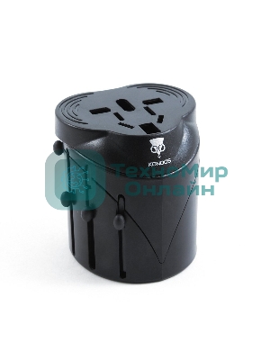 Переходник Konoos Универсальный сетевой переходник для путешествий WTA-1, вилки/розетки EU,US,RU