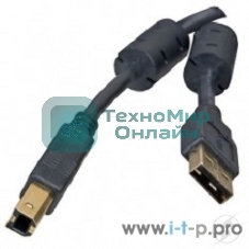 Кабель 5bites UC5010-030A USB2.0, AM/BM, зол.разъемы, ферр.кольца, 3м., черный